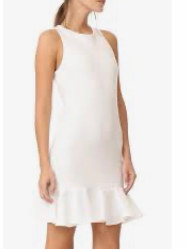 Halston Heritage White Flounce Dress